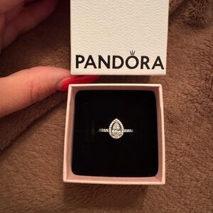 Pandora Silver Teardrop Halo Ring